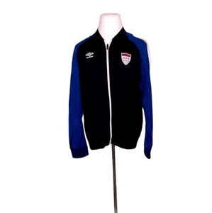 Umbro Large U.S.A. Athletic Jacket Men Black Blue coat Athleisure athletic